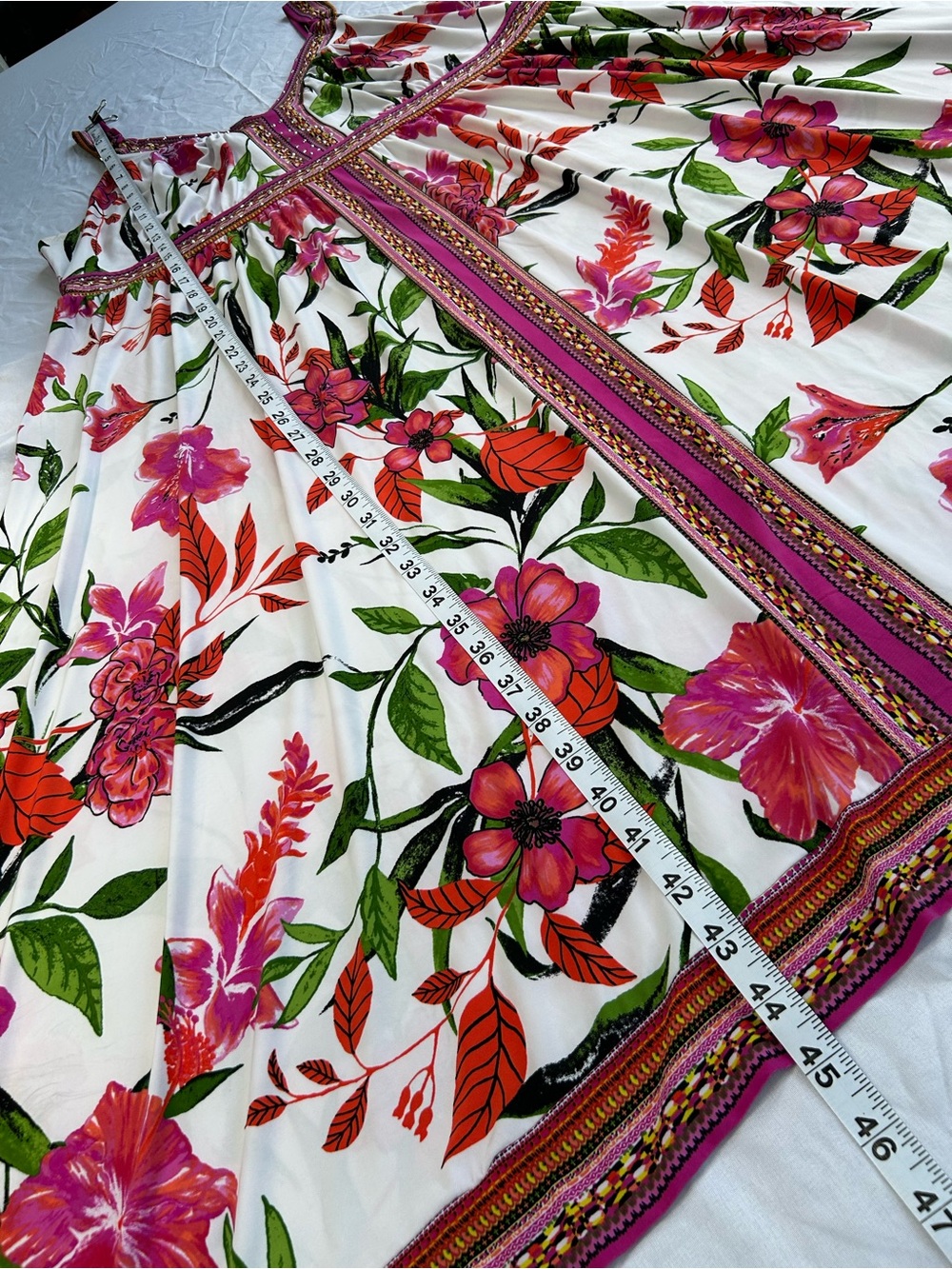 INC International Concepts Pink and Multicolor Floral Embellished VNeck Dress 1X - Picture 6 of 16